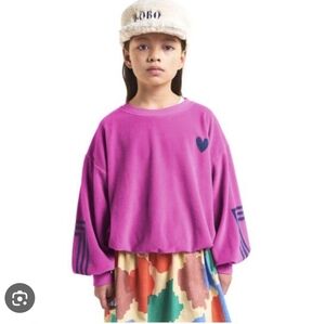 Bobo Choses Fuchsia Velour Sweatshirt with Heart